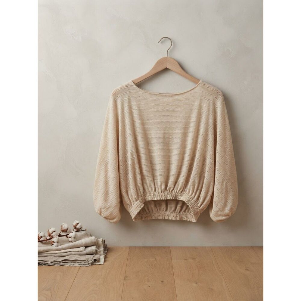 Women's Free People Size XS Cream/Beige Embroidered Top